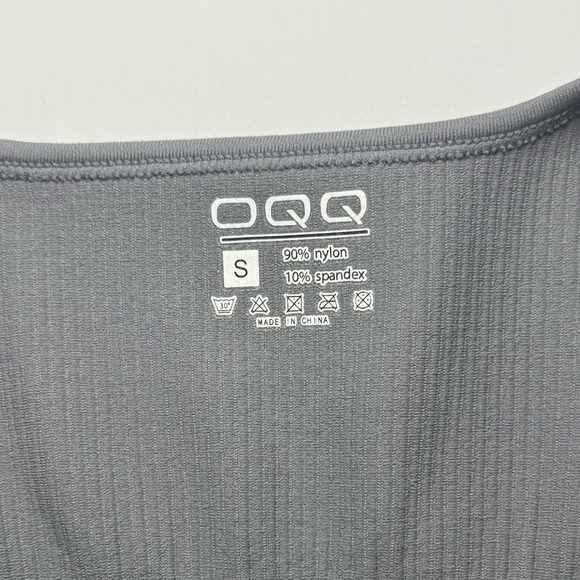 Sleeveless Square Neck Bodysuit Ribbed Tank Top Dark Gray Size S - Picture 5 of 8